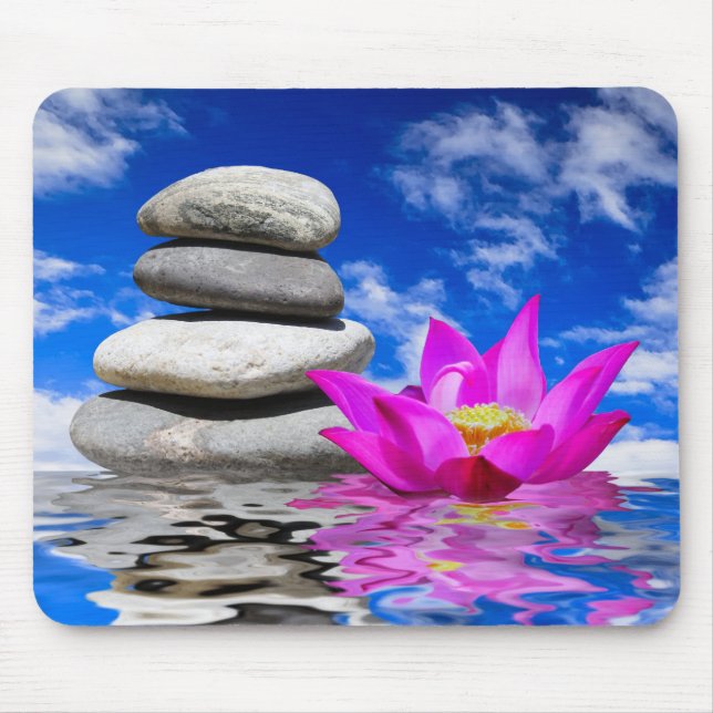 Mousepad Pedras da rocha da terapia & flor de Lotus (Frente)