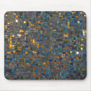 Mousepad Pedras de mosaico em mouse azul e Dourado