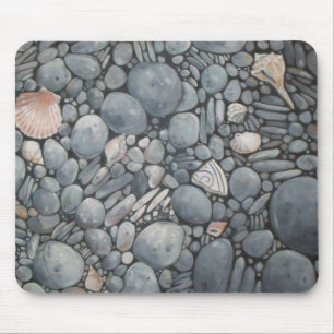 Mousepad Pedras de Praia Conchas Pebbles Rochas Pintura