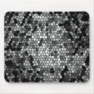 Mousepad Pedras Mosaicas Vidro Cinza Preta Branco