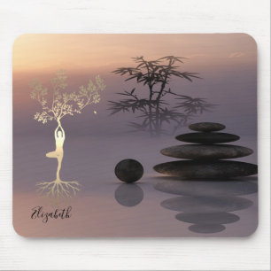 Mousepad Pedras Zen do Terapeuta, Silhueta da Árvore Dourad