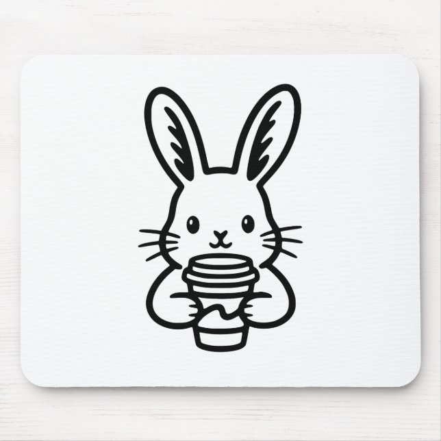 Mousepad Peeking Bunny with Coffee Cup (Frente)