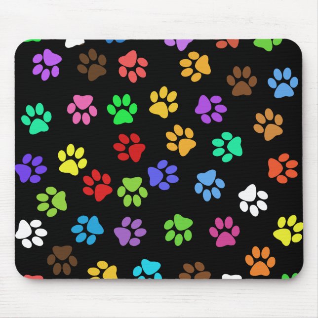 Mousepad Pegadas animais coloridas (Frente)