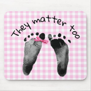 Mousepad Pegadas De Bebê Pró-Vida Em Gingham