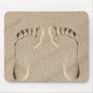 Mousepad Pegadas De Pés Negros Na Placa De Mouse De Areia