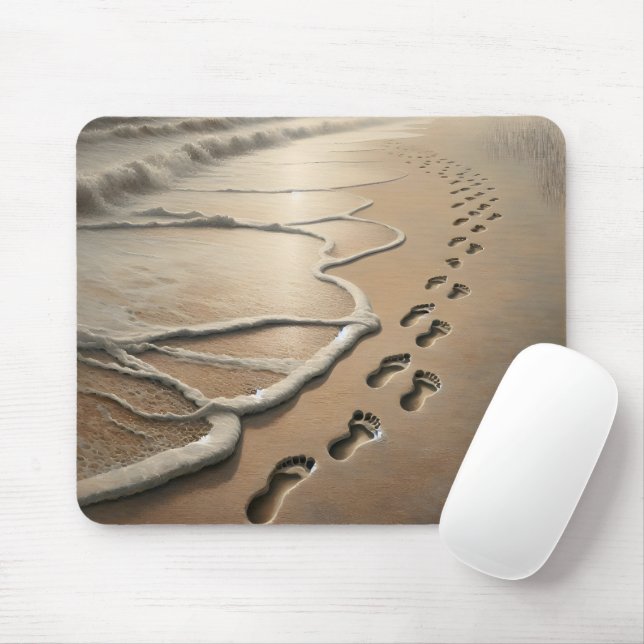 Mousepad Pegadas de Praia com Arroz Oceânico (Com mouse)