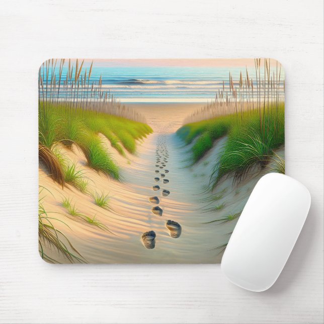 Mousepad Pegadas De Praia Em Areia (Com mouse)
