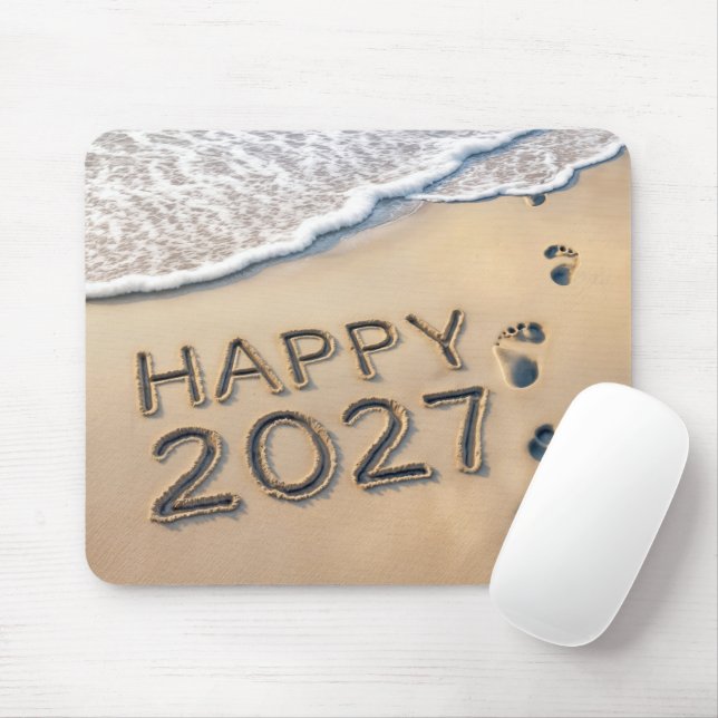 Mousepad Pegadas na Praia do Ano Novo 2027 (Com mouse)