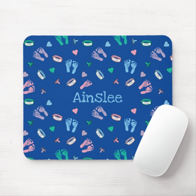Mousepad Pegadas recém-nascidas Binkings e padrão de ID (Com mouse)