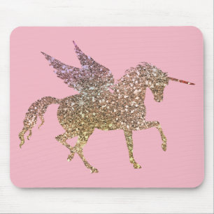 Mousepad Pegasus Cavalo Unicórnio Brilho Dourado da Moda