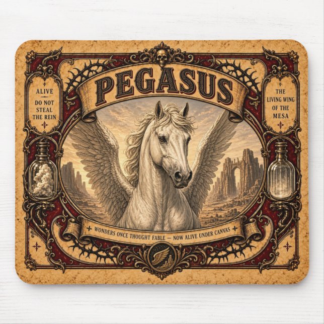 Mousepad Pegasus, Monstro de Circo Vintage (Frente)