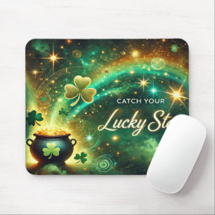 Mousepad Pegue Sua Estrela da Sorte Verde Celestial Dourado