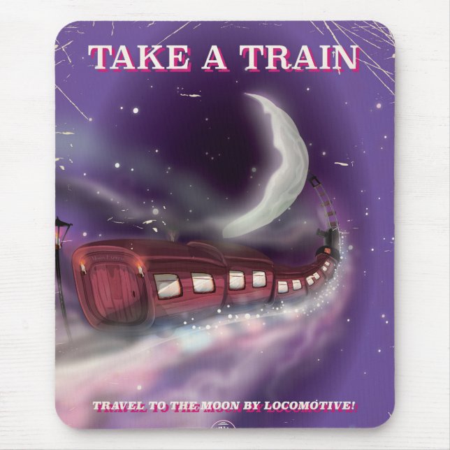 Mousepad Pegue um trem para a poster de desenho da lua (Frente)