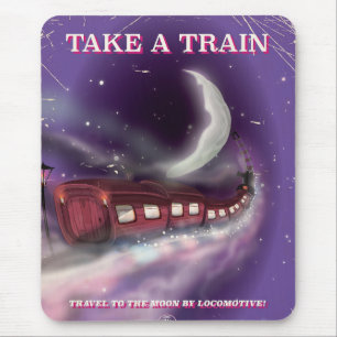 Mousepad Pegue um trem para o poster de desenho da lua