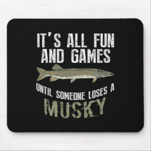 Mousepad Peixe Água fresca Musky Engraçado Pescado Muskellu