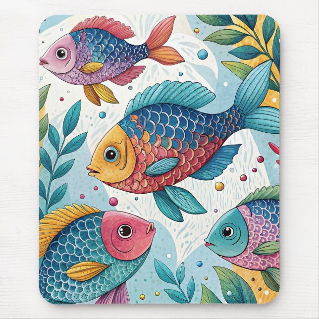 Mousepad Peixe-arco-íris submarino (Frente)