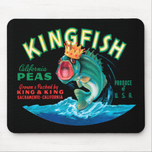 Mousepad Peixe-Baixo Vestindo uma Coroa num Fundo Negro