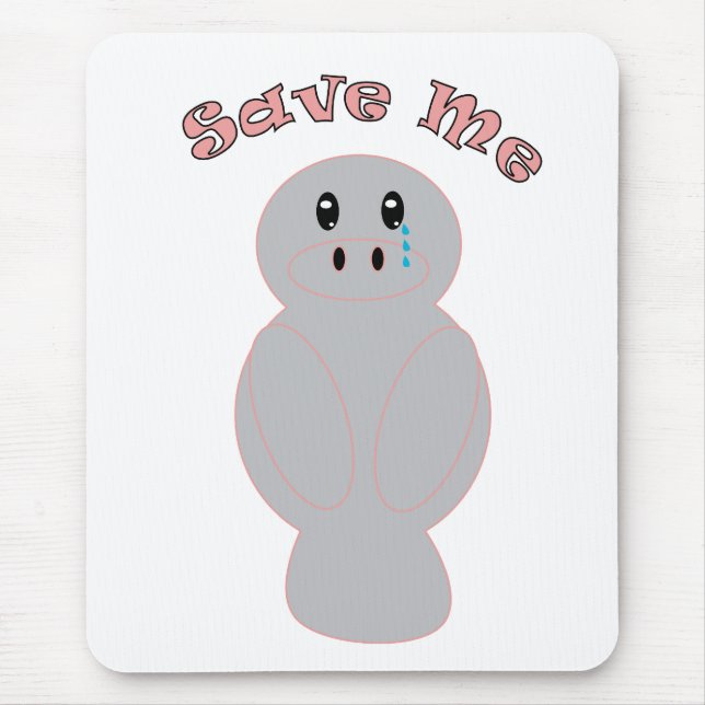 Mousepad Peixe-boi Chorão Fofo Salve-me Conservação dos Oce (Frente)