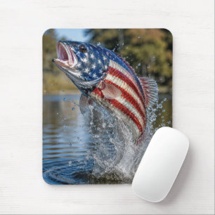 Mousepad Peixe da Bandeira Americana Saltando da Água
