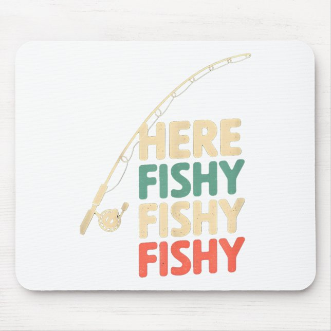 Mousepad Peixe de Design B Engraçado com Pesca Aqui-Pesca F (Frente)