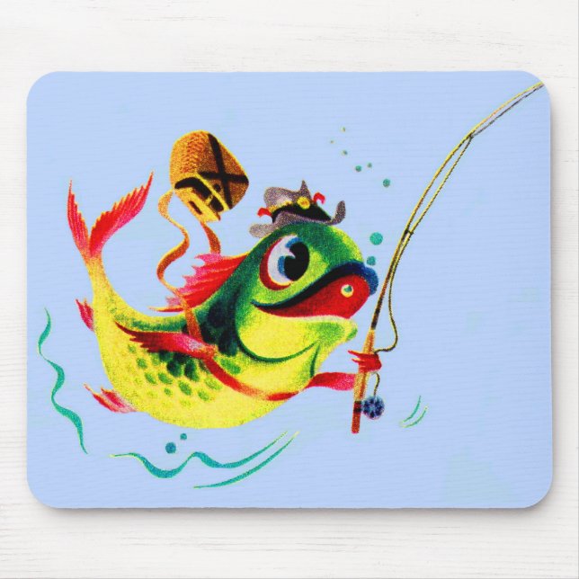 Mousepad Peixe de pesca dos anos 40 (Frente)