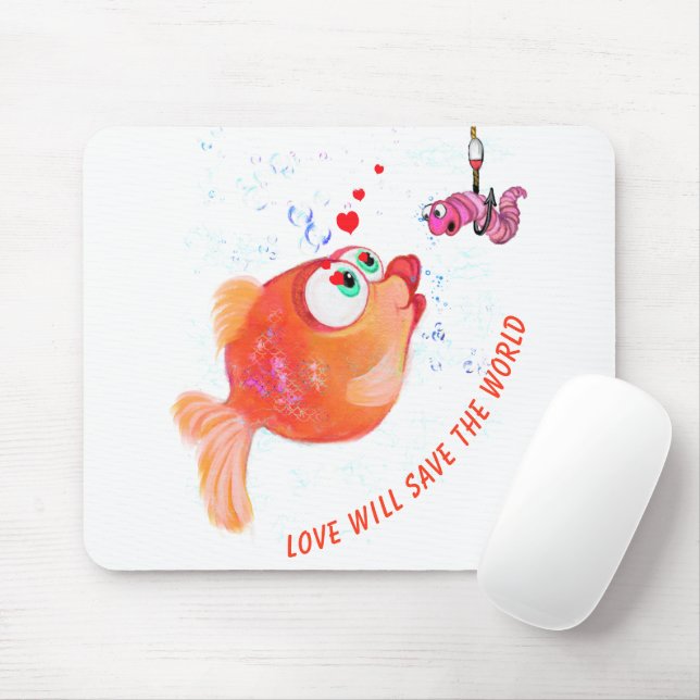 Mousepad Peixe Engraçado e Pão Romântico do Rato de Cartoon (Com mouse)