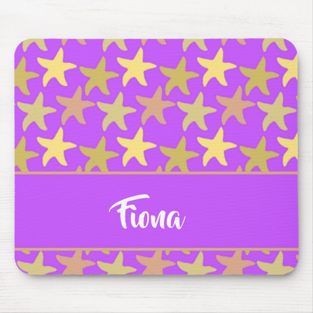Mousepad Peixe-estrela colorido em roxo (Frente)