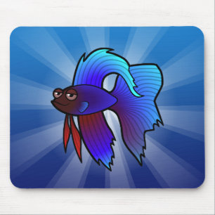 Mousepad Peixe-Lutador-Siamês Desenhado / Peixe-Lutador