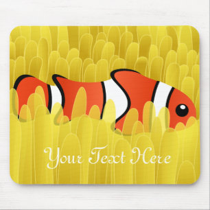 Mousepad Peixe-palha giro e belo anêmono-amarelo