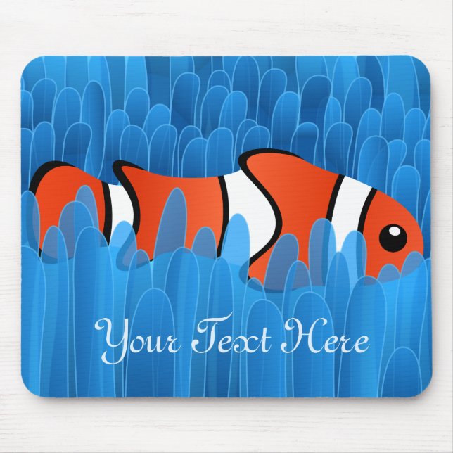 Mousepad Peixe-palha giro e belo anêmono do mar azul (Frente)