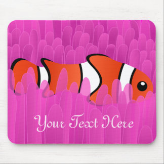 Mousepad Peixe-palha giro e belo anêmono-rosa