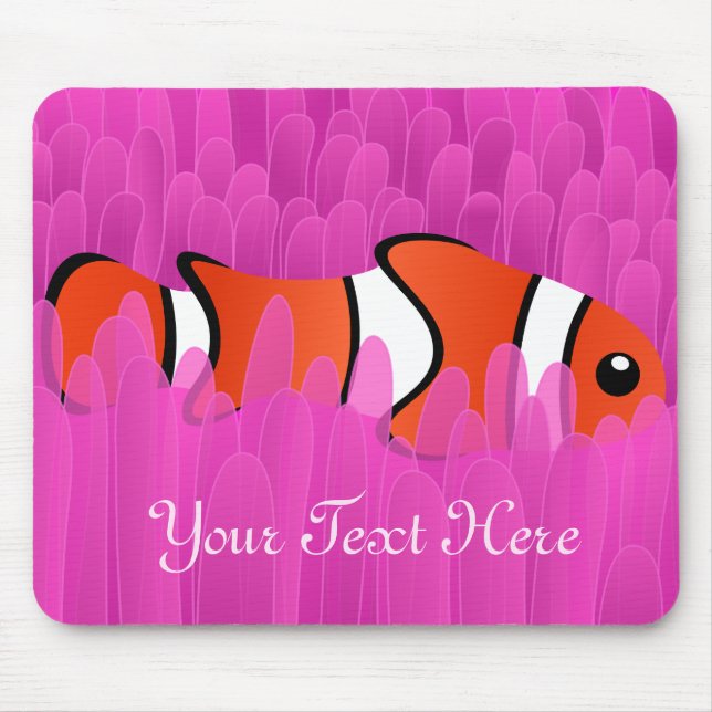 Mousepad Peixe-palha giro e belo anêmono-rosa (Frente)