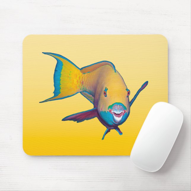 Mousepad Peixe-papagaio - Design Abstrato - Recortado da fo (Com mouse)