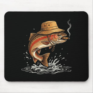Mousepad Peixe truta legal fumando arte de humor de pescado