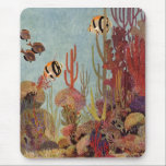 Mousepad Peixes Angélicos em Coral, Peixes Tropicais Vintag<br><div class="desc">Vintage ilustra peixes de anjo tropical da vida marinha nadando em um recife de coral. Coloque sua engrenagem de mergulho,  natação com o peixe e viagem debaixo d'água até o fundo do mar azul profundo!</div>