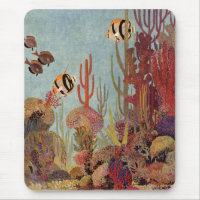 Peixes Angélicos em Coral, Peixes Tropicais Vintag