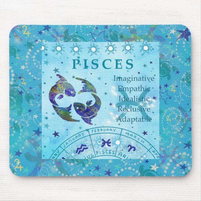 Mousepad peixes Astrologia de Vintage (Frente)