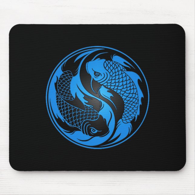 Mousepad Peixes azuis e pretos de Yin Yang Koi (Frente)