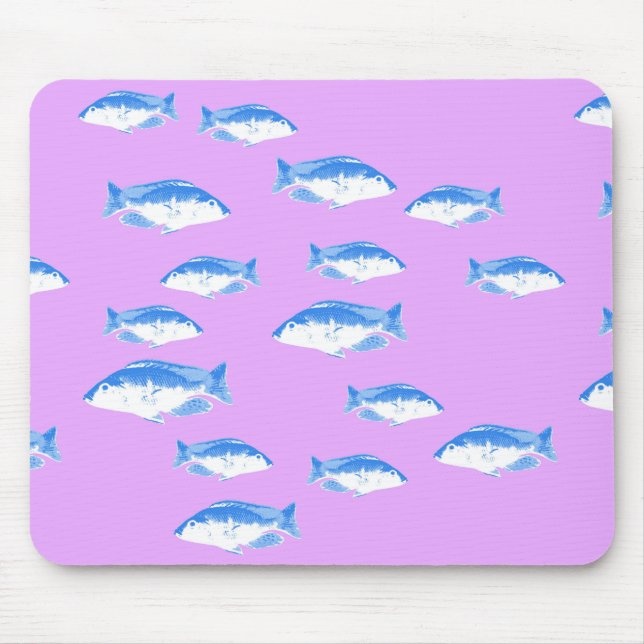 Mousepad Peixes azuis em lilás (Frente)