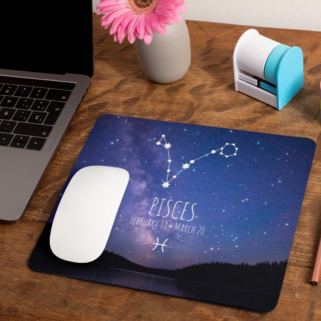 Mousepad Peixes | Constelação Zodiac Personalizada (Criador carregado)