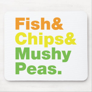 Mousepad Peixes e Chips e Ervilhas Malucas.