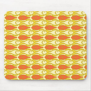 Mousepad Peixes modernos, amarelo e laranja do meio século