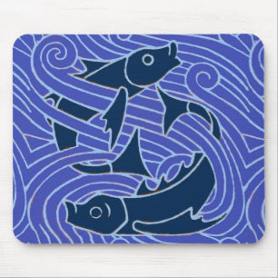 Mousepad Peixes Nadados Oceano Azul Pesca
