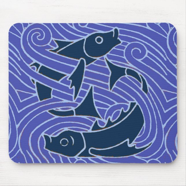 Mousepad Peixes Nadados Oceano Azul Pesca (Frente)