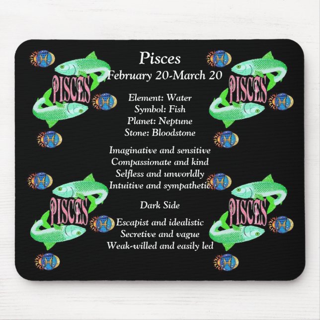 Mousepad Peixes - Sinal de Nascimento - Pad do Mouse Zodiac (Frente)