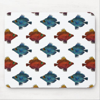Mousepad Peixes tropicais azuis e vermelhos ALGUM FUNDO da
