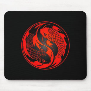 Mousepad Peixes vermelhos e pretos de Yin Yang Koi