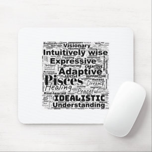 Mousepad Peixes Word Cloud Zodiac Inspiração