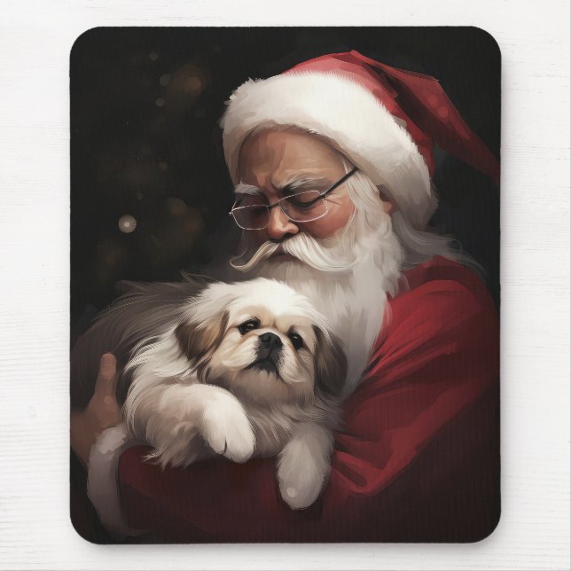 Mousepad Pekingese com Papai Noel Natal Festivo (Frente)