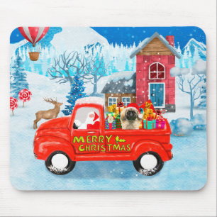 Mousepad Pekingese Dog Christmas Delivery Truck Snow